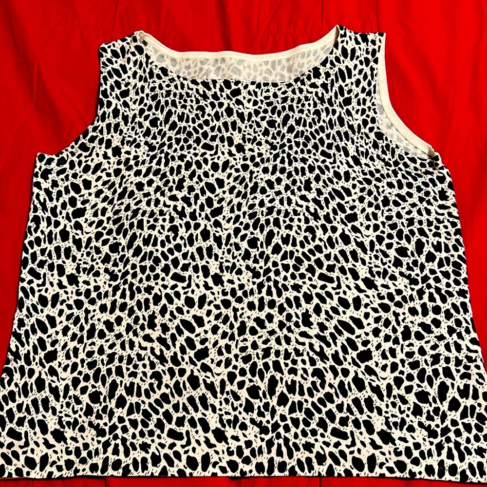 White Stag Stretch Leopard Animal Print Cami Tank & 3/4 Sleeve Sweater Size M